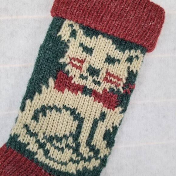 Christmas Stocking for a Cat Small Knit Vintage Style - Picture 4 of 6